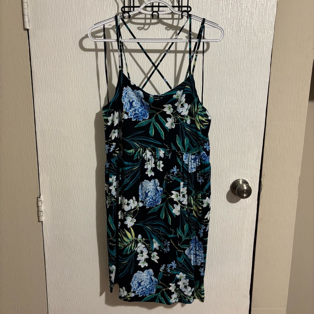 Navy blue floral dress